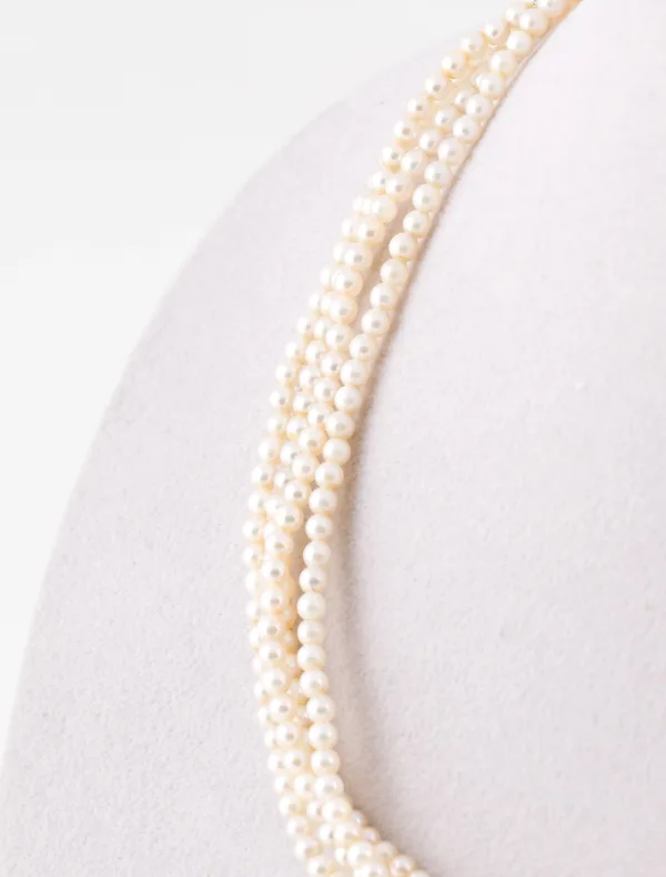 Collier Perles fines 4 Rangs & Fermoir Or Jaune
