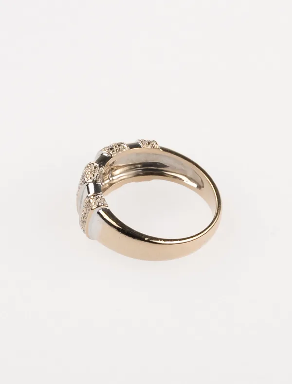 Bague Bandeau Godronnée Or Blanc & Diamants