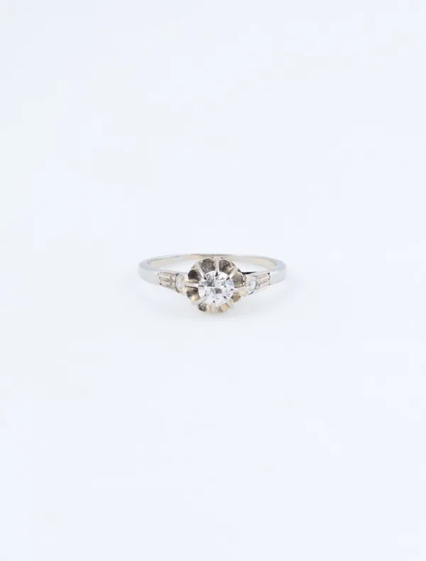 Bague Or Blanc Solitaire Diamant