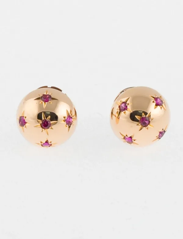 Boucles d'Oreilles Dômes Or Rose & Rubis