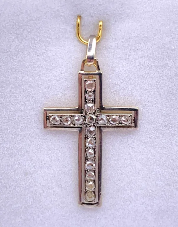 Pendentif Crucifix Vintage Or & Diamants