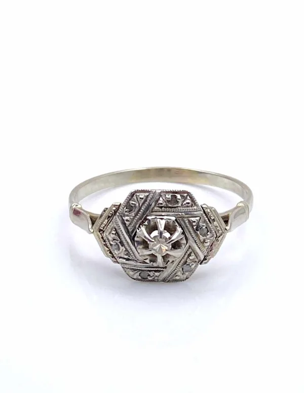 Bague Art Déco Or Blanc & Diamants