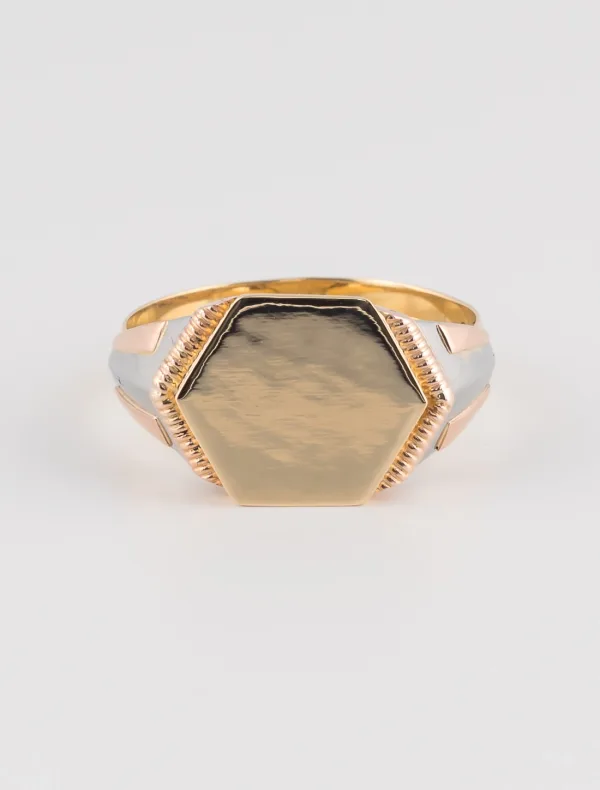 Bague Chevalière 3 Ors Hexagone