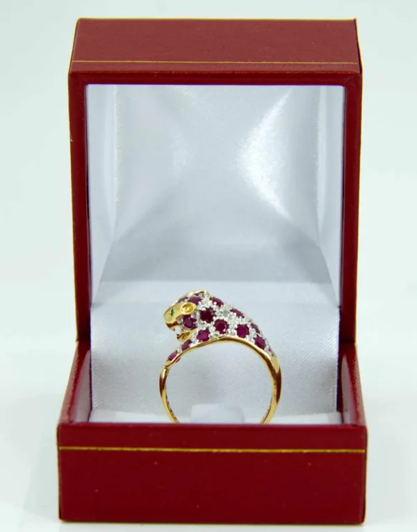 Bague Léopard Or, Rubis, Diamants & Emeraudes