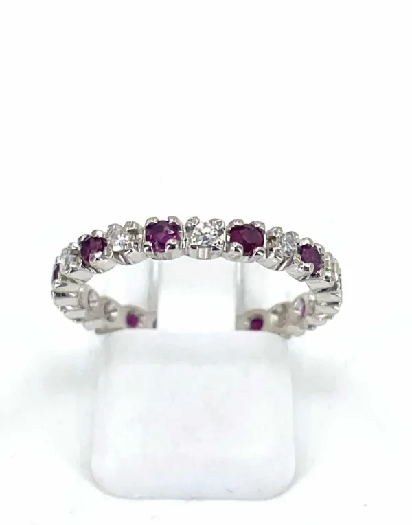Alliance Tour Complet Or Blanc, Rubis & Diamants