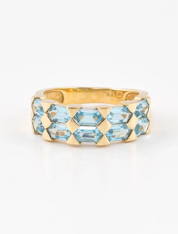 Bague Jarretière Or Jaune & Topazes