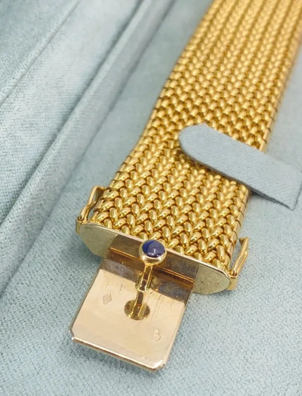 Bracelet manchette vintage signée Caplain en or jaune