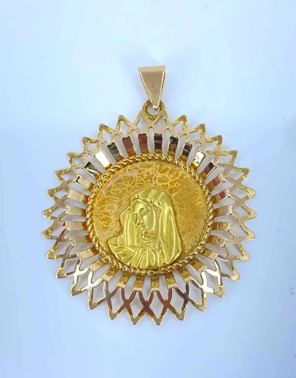 Pendentif Vintage Vierge Rayonnante Or Jaune