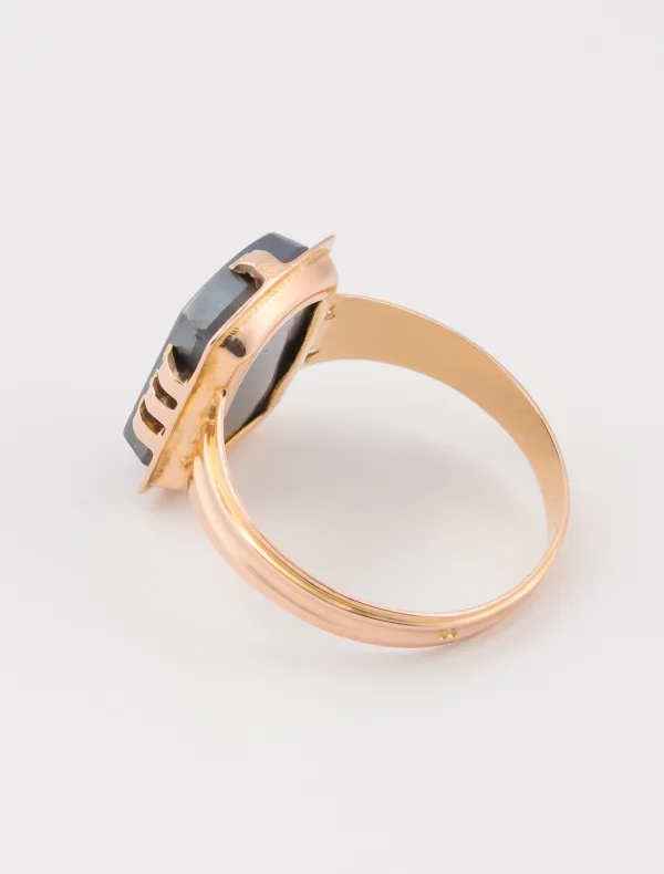 Bague Vintage Or Rose & Hématite