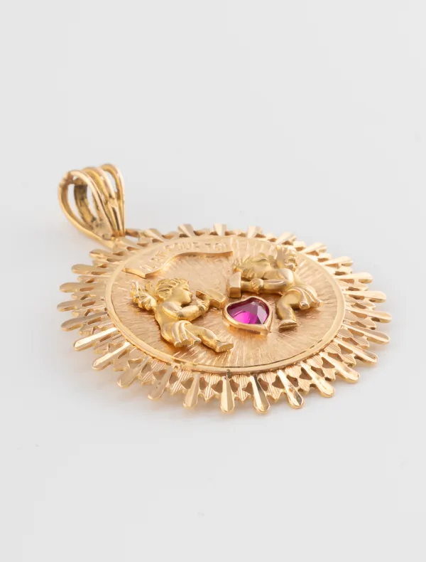 Pendentif Médaille Chérubins Or Jaune