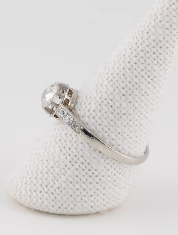 Bague Solitaire Or Blanc