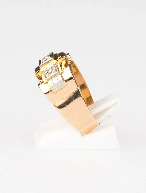 Bague Tank Or Jaune, Or Blanc & Diamants