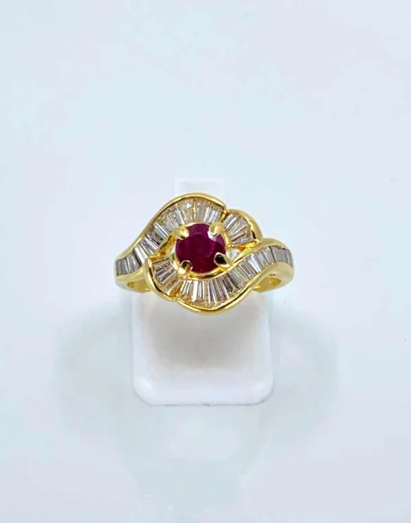 Bague Jupe Or Jaune, Diamants & Rubis