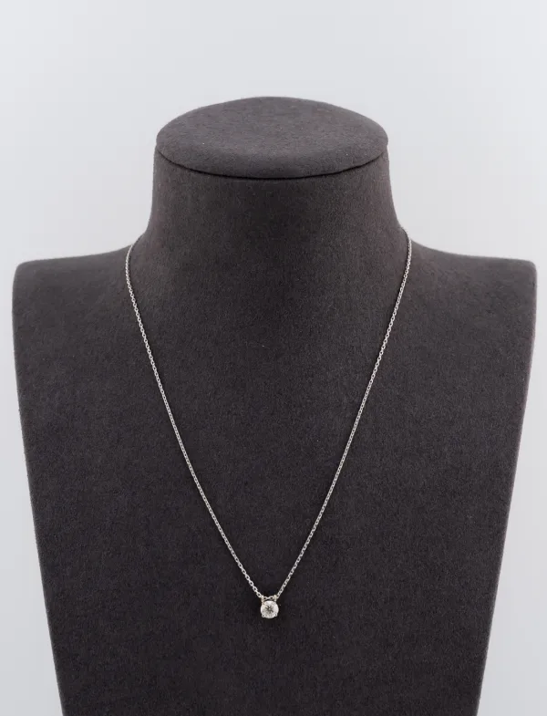 Collier Solitaire Or Blanc