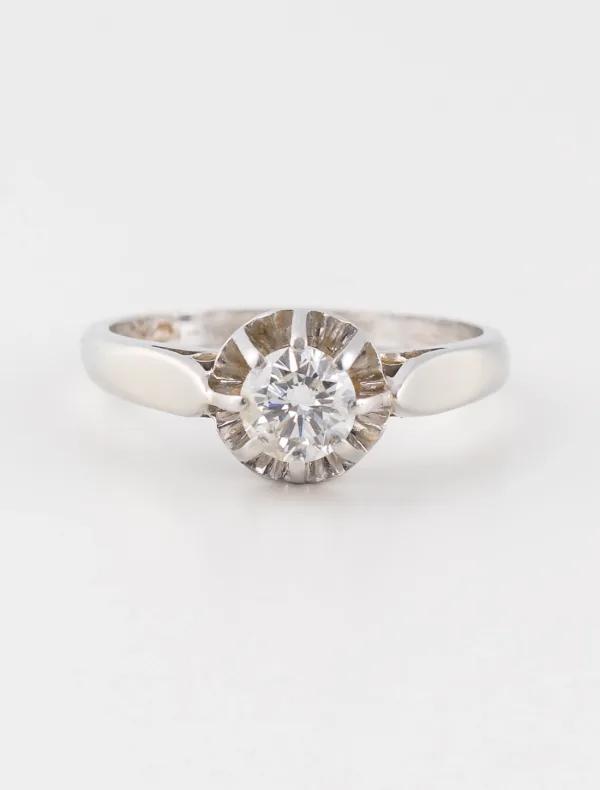 Bague Solitaire Or Blanc & Platine