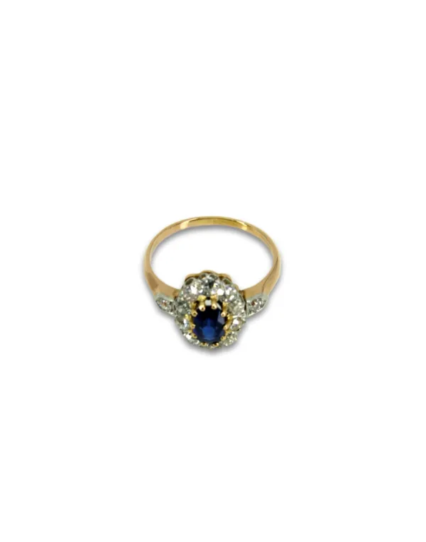 Bague pompadour saphir et diamants