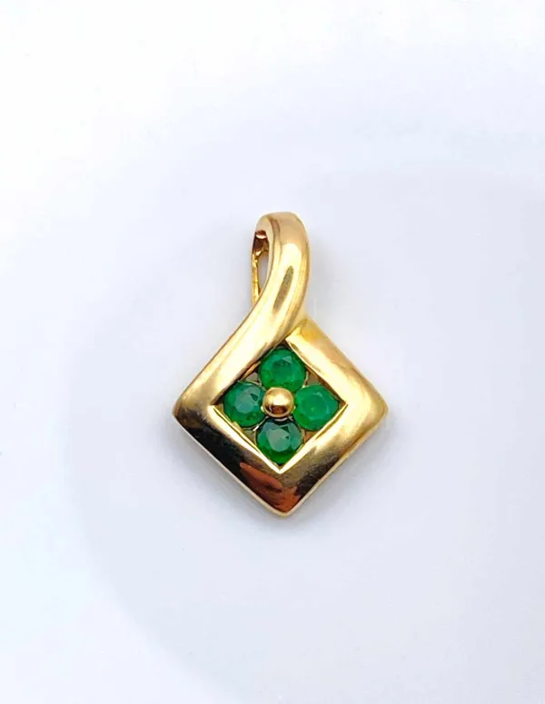 Pendentif Or Jaune 18k & Emeraudes