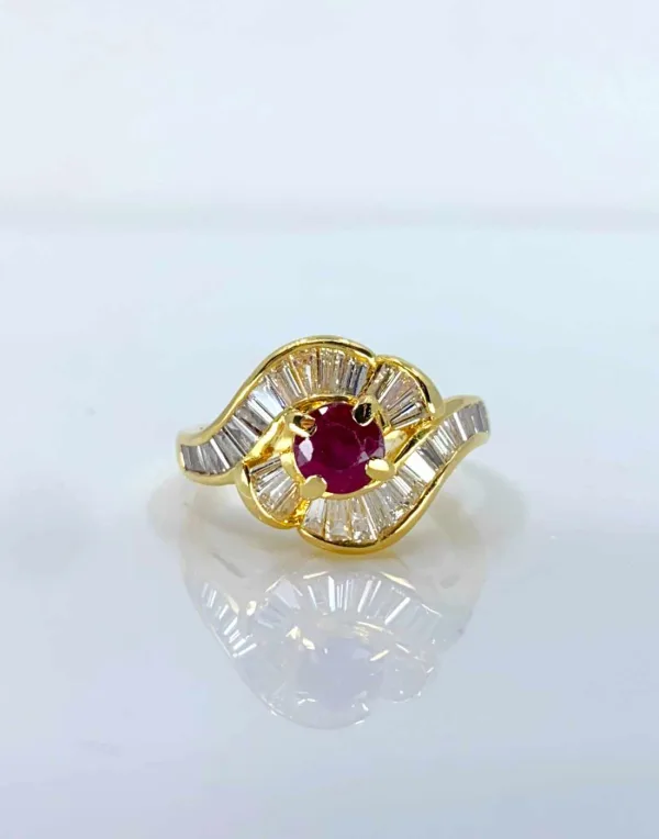 Bague Jupe Or Jaune, Diamants & Rubis