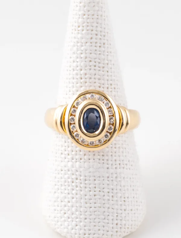 Bague Or Jaune, Saphir & Diamants