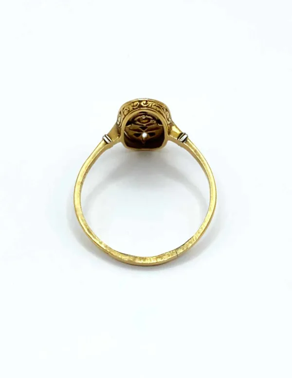 Bague vintage Art Déco en or jaune, blanc & diamants