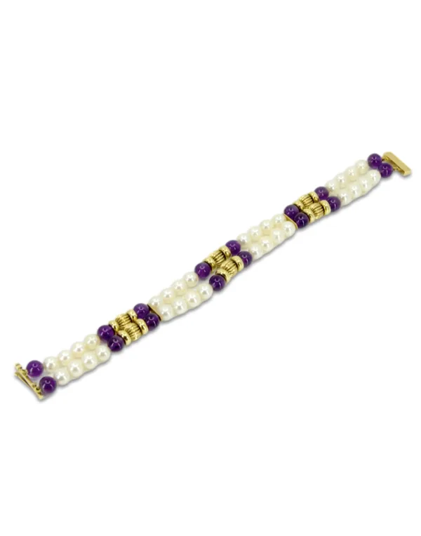 Bracelet en or, améthyste et perles de culture