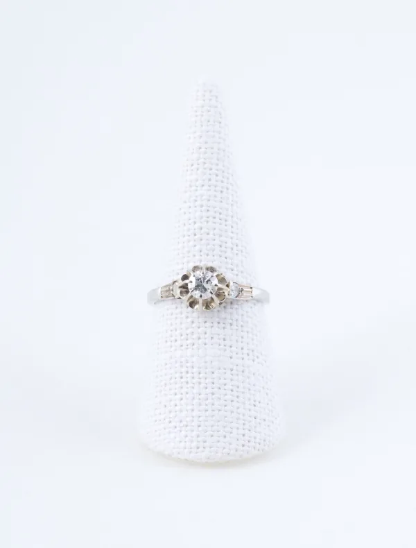 Bague Or Blanc Solitaire Diamant
