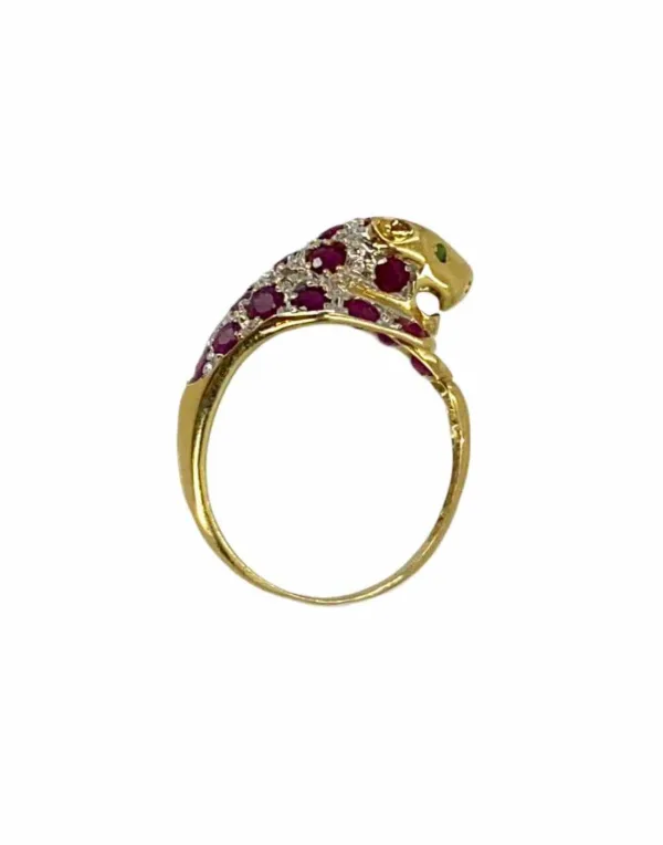 Bague Léopard Or, Rubis, Diamants & Emeraudes