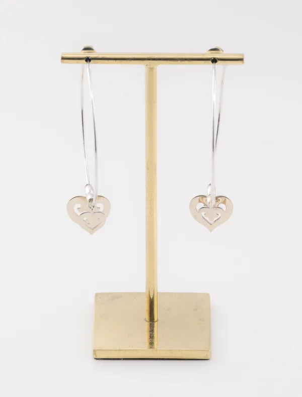Boucles d'Oreilles Créoles Coeurs OJ Perrin Or Blanc