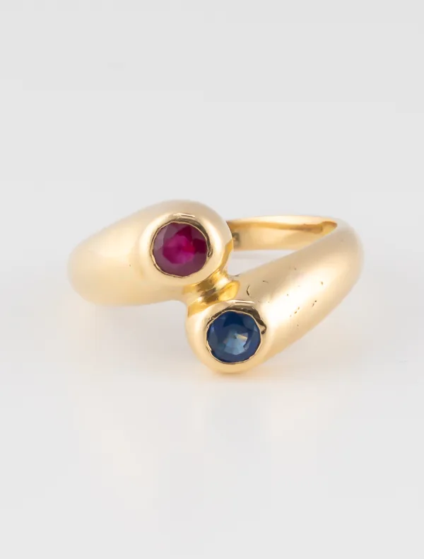 Bague Toi & Moi Vintage Saphir & Rubis