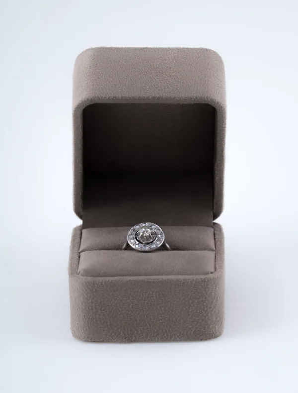 Bague Cible Ancienne Platine & Diamants