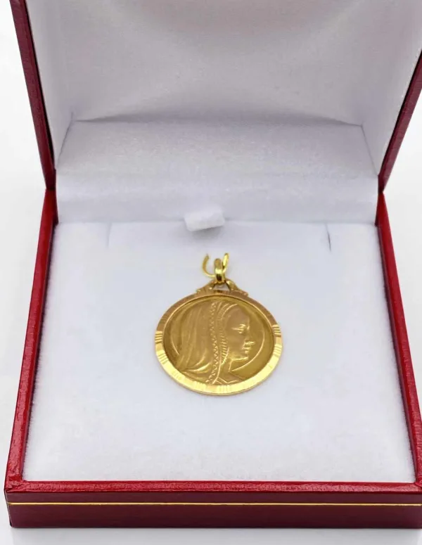 Médaille Or Jaune Vierge Signée Contaud