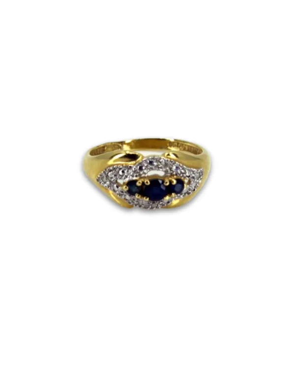 Bague 2 Ors, saphirs & Diamants