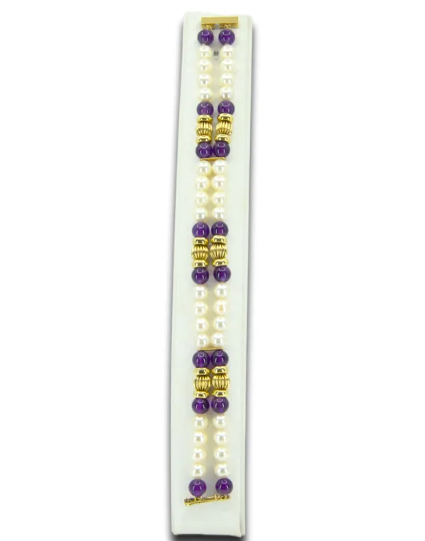 Bracelet en or, améthyste et perles de culture