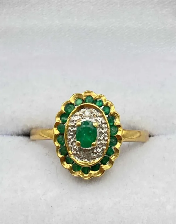 Bague Or, Emeraudes & Diamants