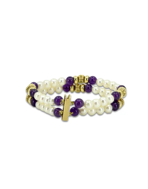 Bracelet en or, améthyste et perles de culture