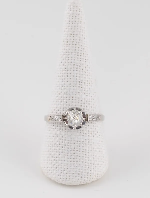 Bague Solitaire Or Blanc