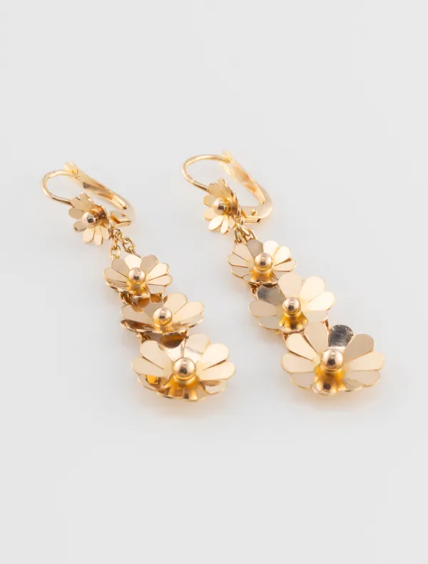 Boucles d'Oreilles Fleurs Or Jaune