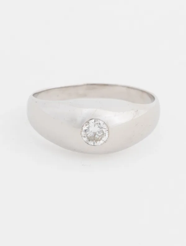 Bague Jonc Or Blanc & Solitaire