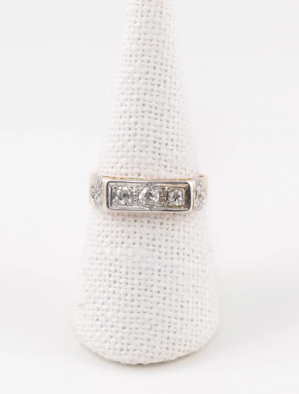 Bague Jarretière Rétro Or, Platine & Diamants