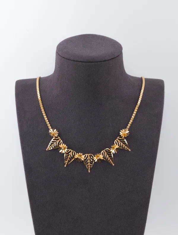 Collier Feuilles & Fleurs Or Jaune