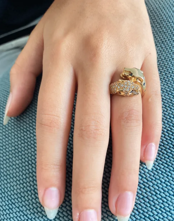 Bague Panthères Or Jaune, Diamants & Saphirs