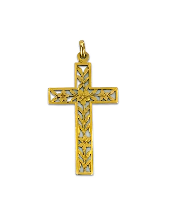 Crucifix Pendentif Vintage Or Jaune