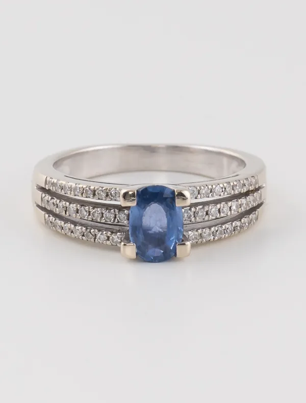 Bague Saphir & Diamants Or Blanc