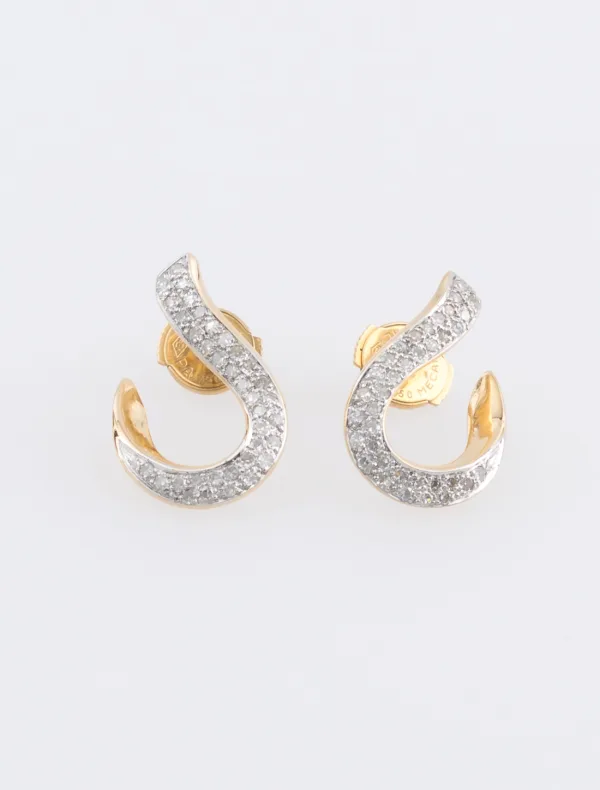 Boucles d'Oreille Or Jaune Pavées Diamants