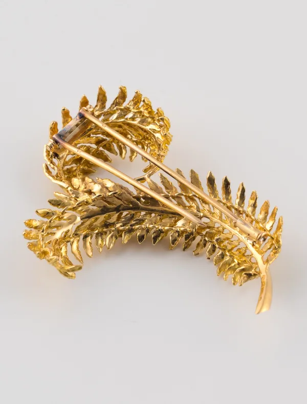 Broche Plume Or Jaune