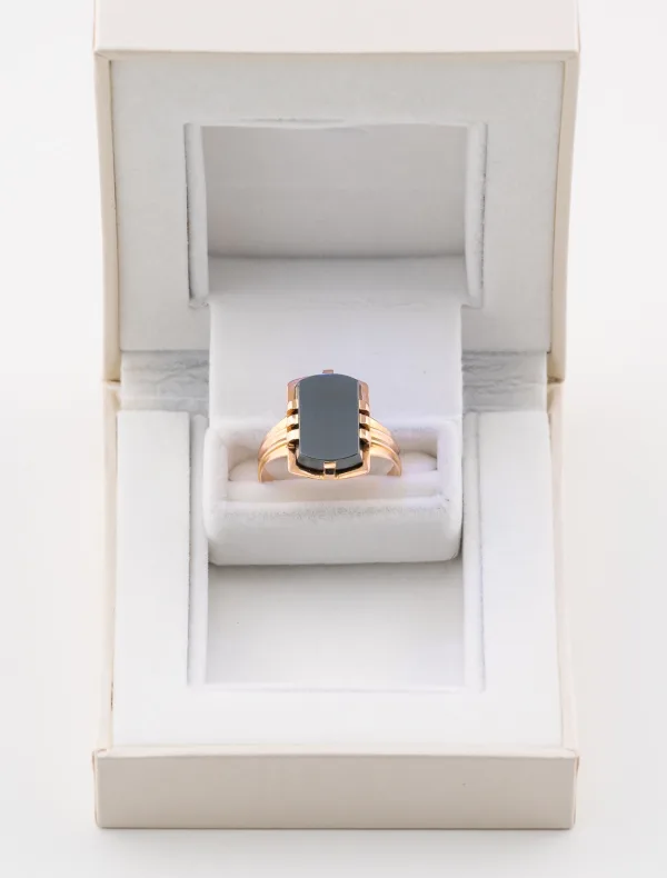 Bague Vintage Or Rose & Hématite
