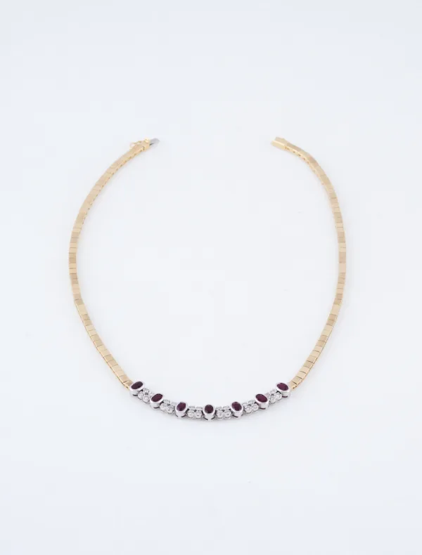 Collier Mailles 2 Ors, Rubis & Diamants