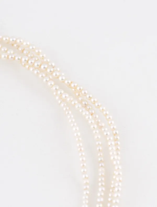 Collier Perles fines 4 Rangs & Fermoir Or Jaune