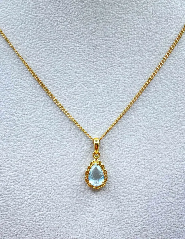Chaine Or Jaune 18K & Pendentif Goutte Topaze