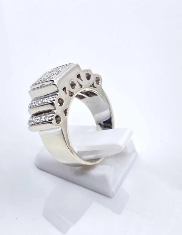 Bague Tank Or Blanc 18k Pavée Diamants